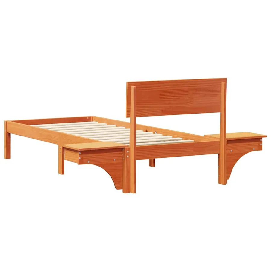 Cadre de lit avec tête de lit Brun cire 75 x 190 cm Pin massif - 7