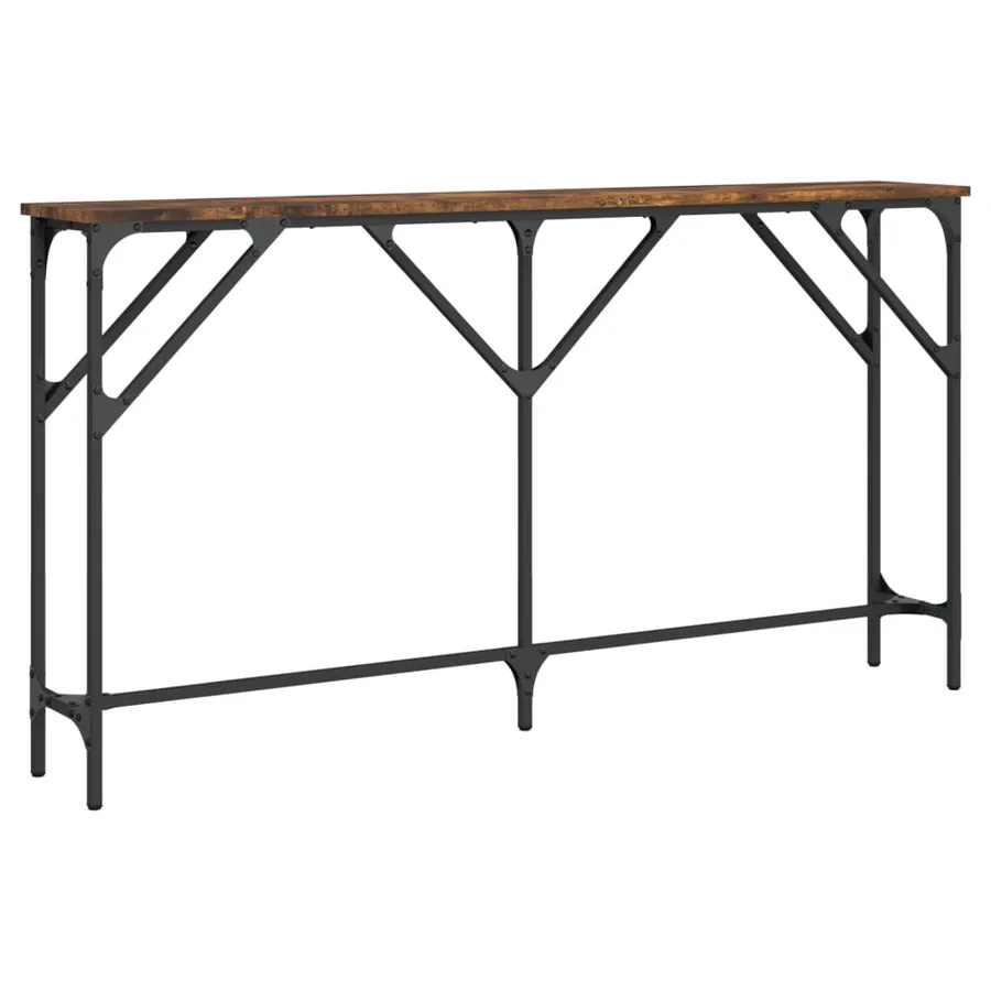 Table console chêne fumé 140x23x75 cm bois d'ingénierie - 2