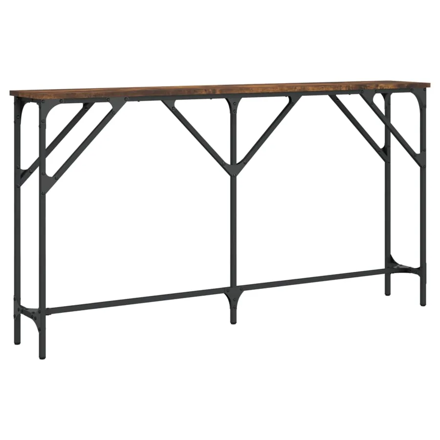 Table console chêne fumé 140x23x75 cm bois d'ingénierie - 6