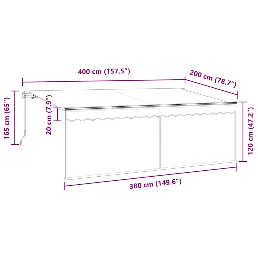 Auvent Rétractable Crème 400 x 200 cm Polyester et Aluminium - 13