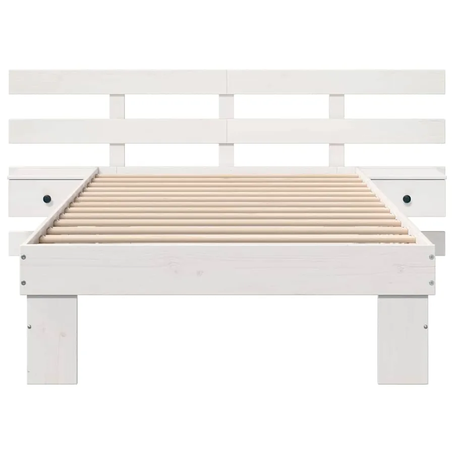 Cadre de lit avec tête de lit Blanc 90 x 190 cm Pin massif - 5