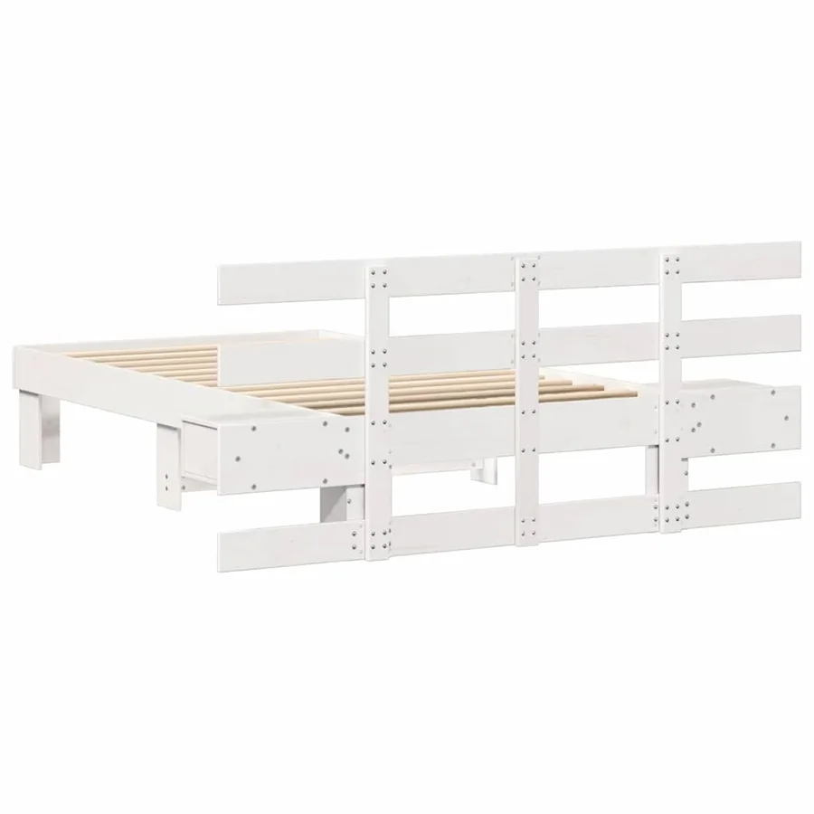 Cadre de lit avec tête de lit Blanc 90 x 190 cm Pin massif - 7