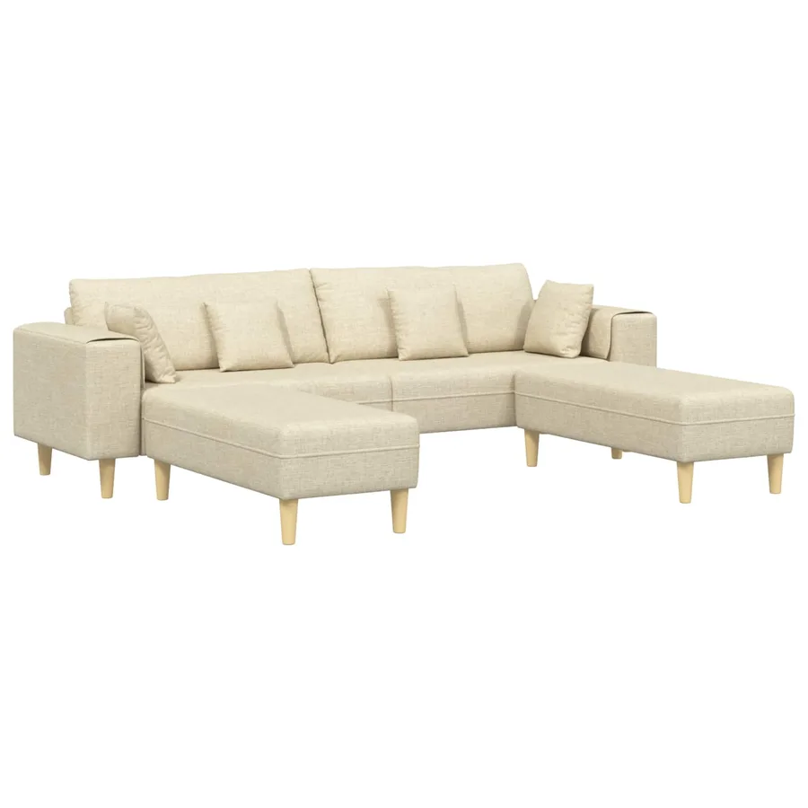 Canapé avec coussin 3 pcs Crème tissu - 2