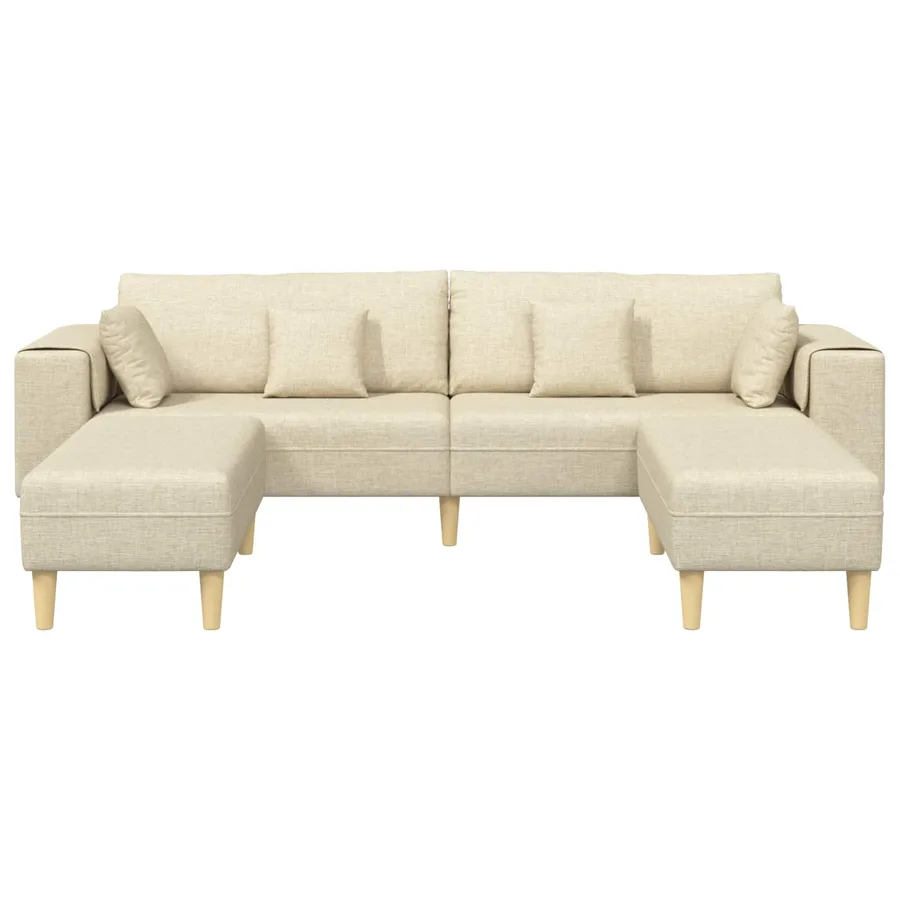 Canapé avec coussin 3 pcs Crème tissu - 4