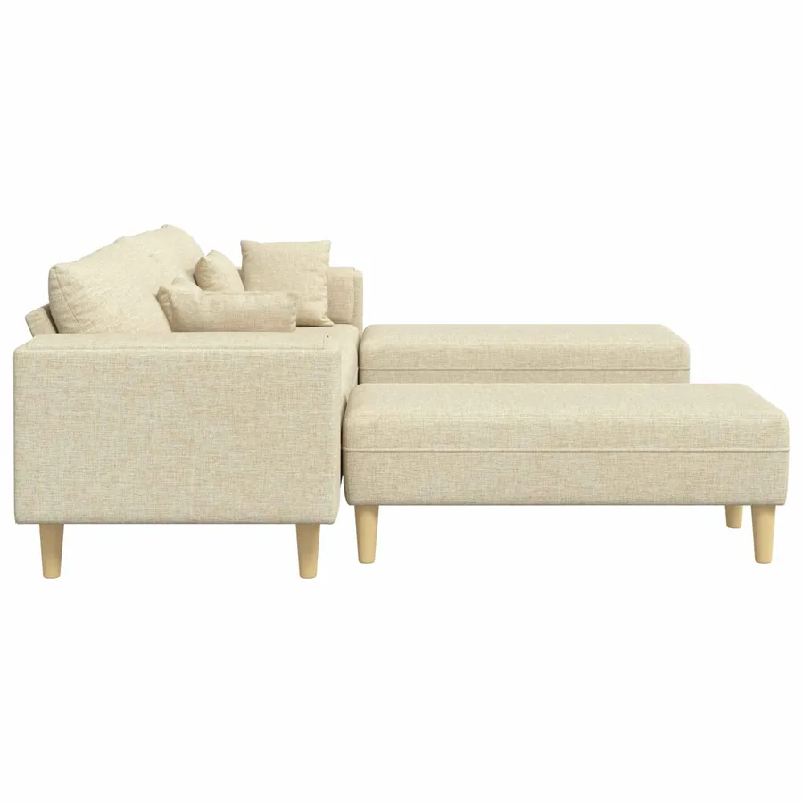 Canapé avec coussin 3 pcs Crème tissu - 5