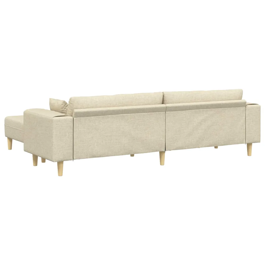 Canapé avec coussin 3 pcs Crème tissu - 6