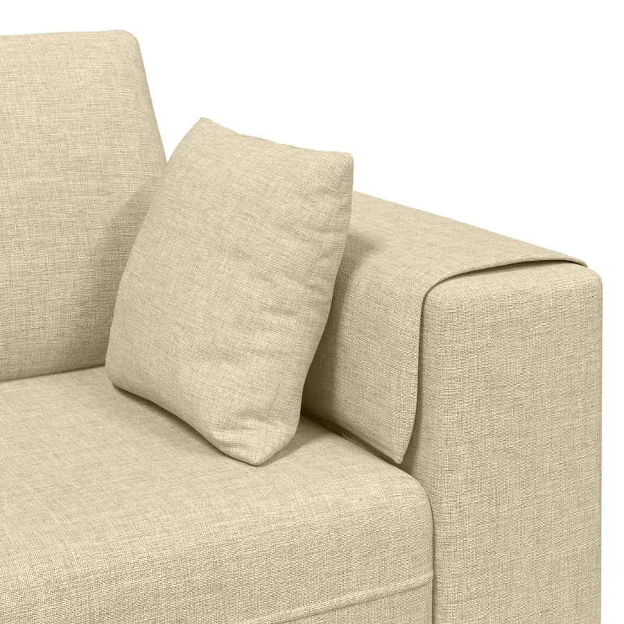 Canapé avec coussin 3 pcs Crème tissu - 7
