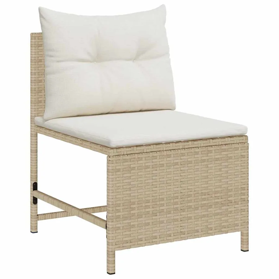 Ensemble de canapé de jardin 6 pcs Beige et crème polyrotin - 5