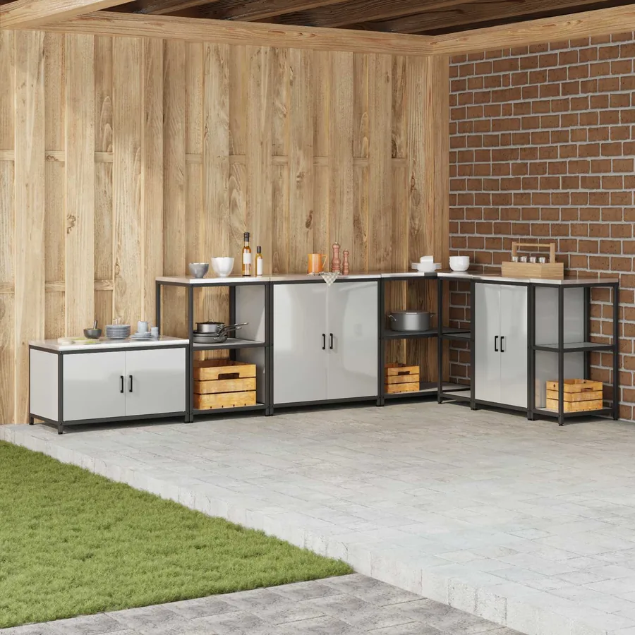Rangement de cuisine HATTEM Argenté 90 x 50 x 53 cm Acier