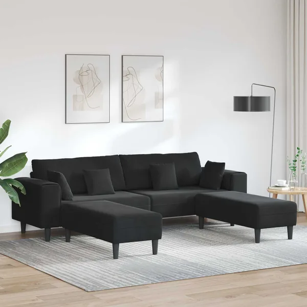 Canapé 3 pcs Noir 250 x 188 x 76 cm Velours