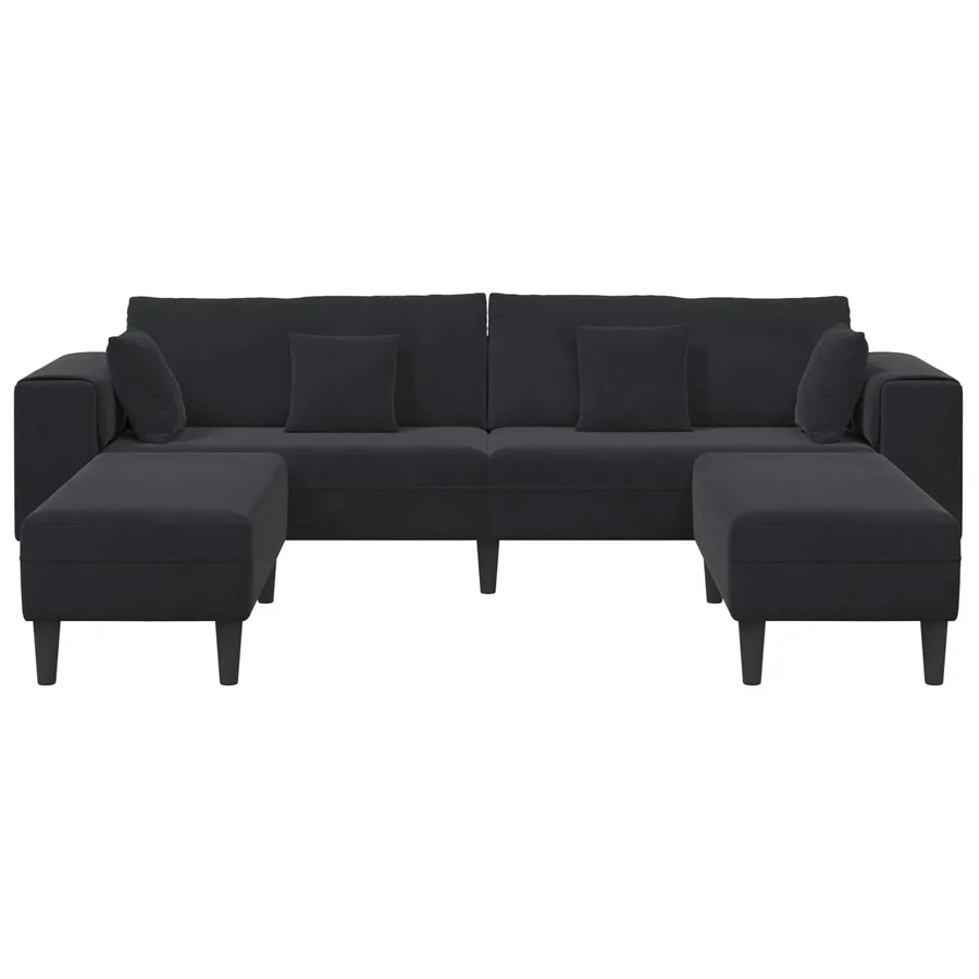 Canapé 3 pcs Noir 250 x 188 x 76 cm Velours - 4