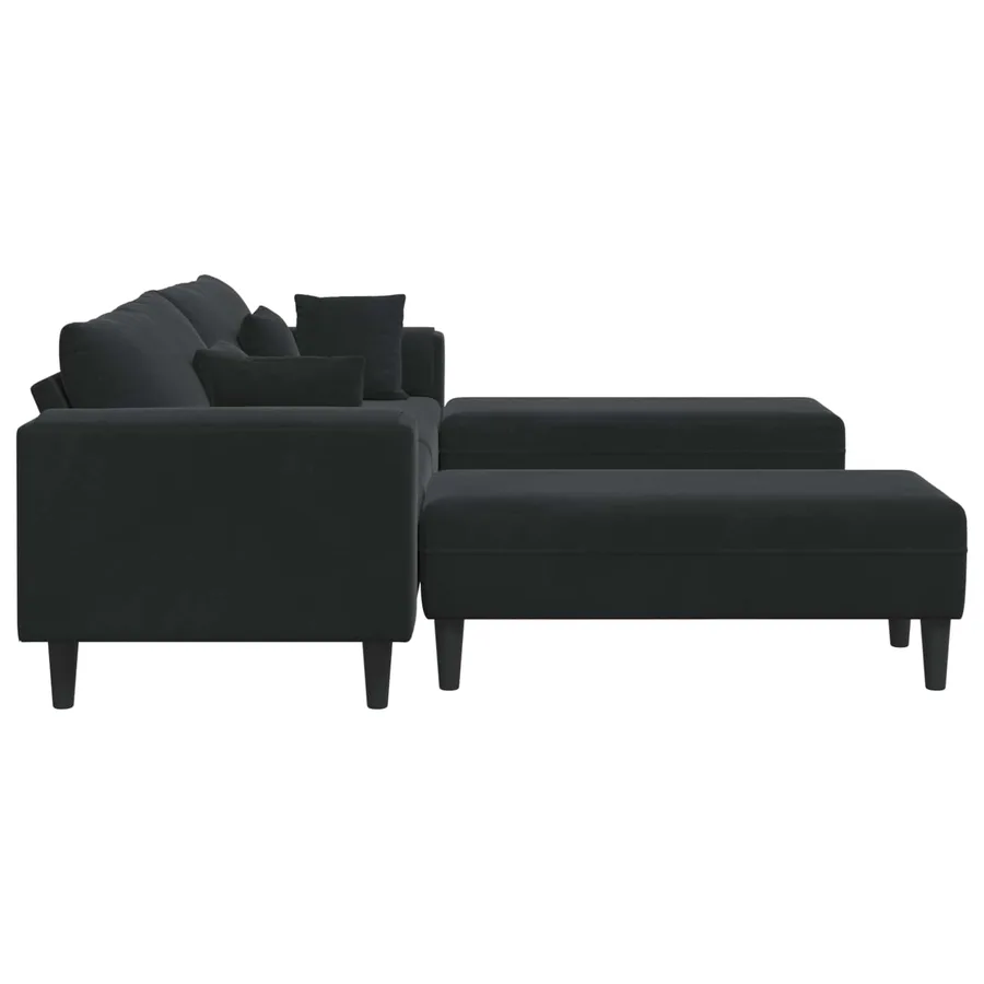 Canapé 3 pcs Noir 250 x 188 x 76 cm Velours - 5