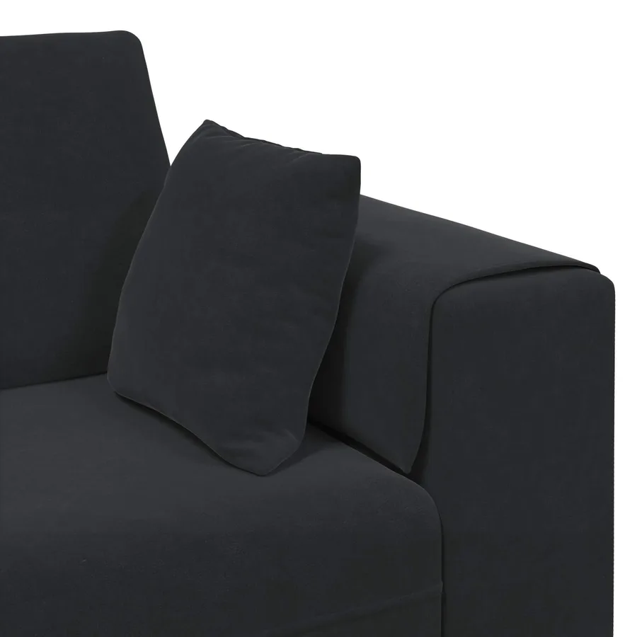 Canapé 3 pcs Noir 250 x 188 x 76 cm Velours - 7