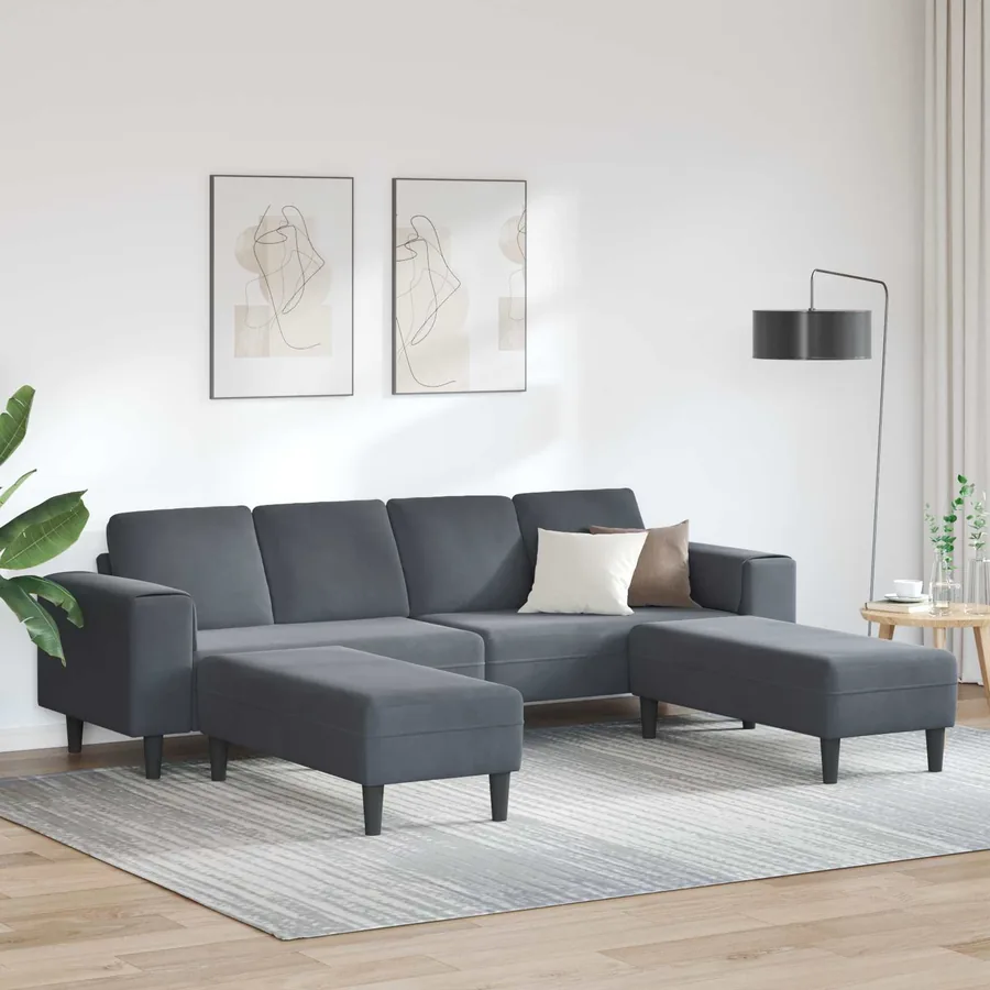 Canapé de salon 3 pcs Gris foncé 250 x 188 x 76 cm
