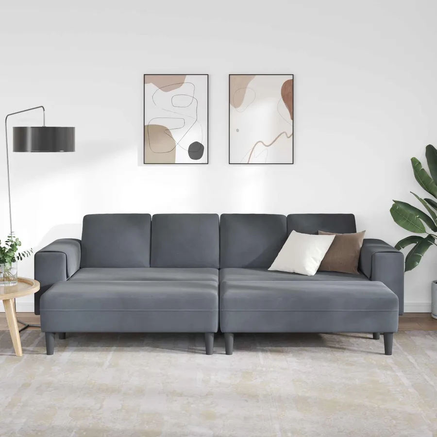 Canapé de salon 3 pcs Gris foncé 250 x 188 x 76 cm - 3