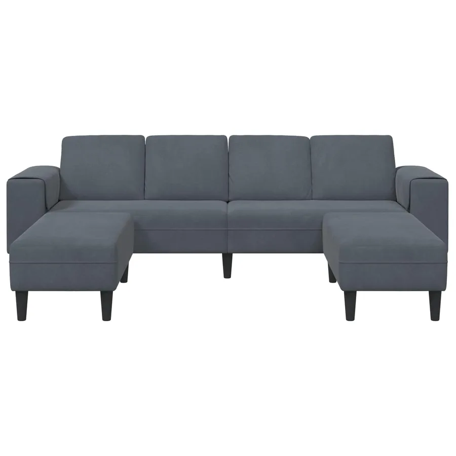 Canapé de salon 3 pcs Gris foncé 250 x 188 x 76 cm - 4