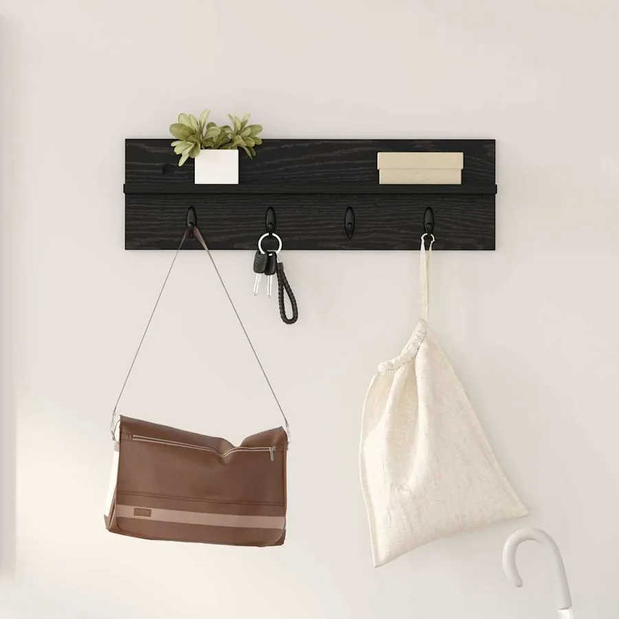 Porte-manteau mural Montage mural Chêne noir 60 x 10,5 x 18 cm
