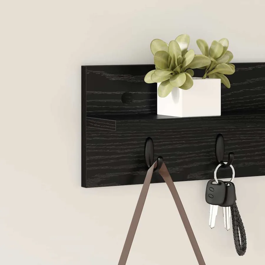 Porte-manteau mural Montage mural Chêne noir 60 x 10,5 x 18 cm - 4