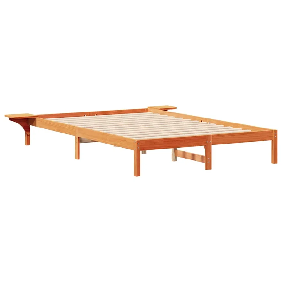 Cadre de lit avec tables de chevet Brun cire 140 x 210 cm - 2