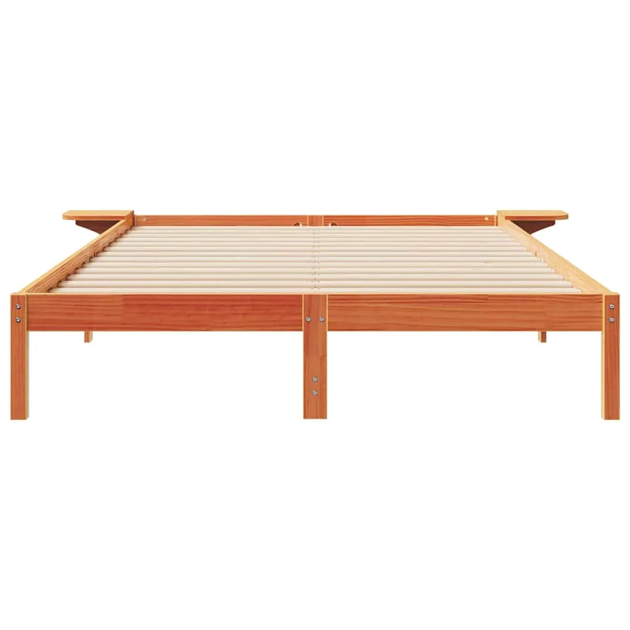 Cadre de lit avec tables de chevet Brun cire 140 x 210 cm - 5