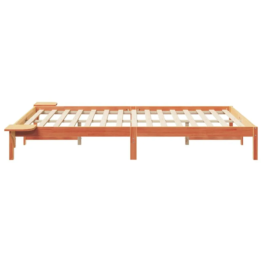 Cadre de lit avec tables de chevet Brun cire 140 x 210 cm - 6