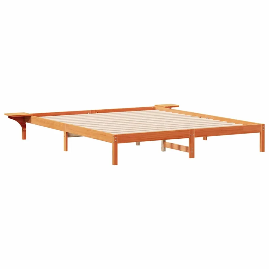 Cadre de lit avec tables de chevet Brun cire 200 x 210 cm - 2