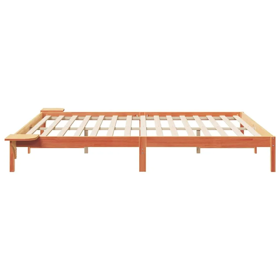 Cadre de lit avec tables de chevet Brun cire 200 x 210 cm - 6