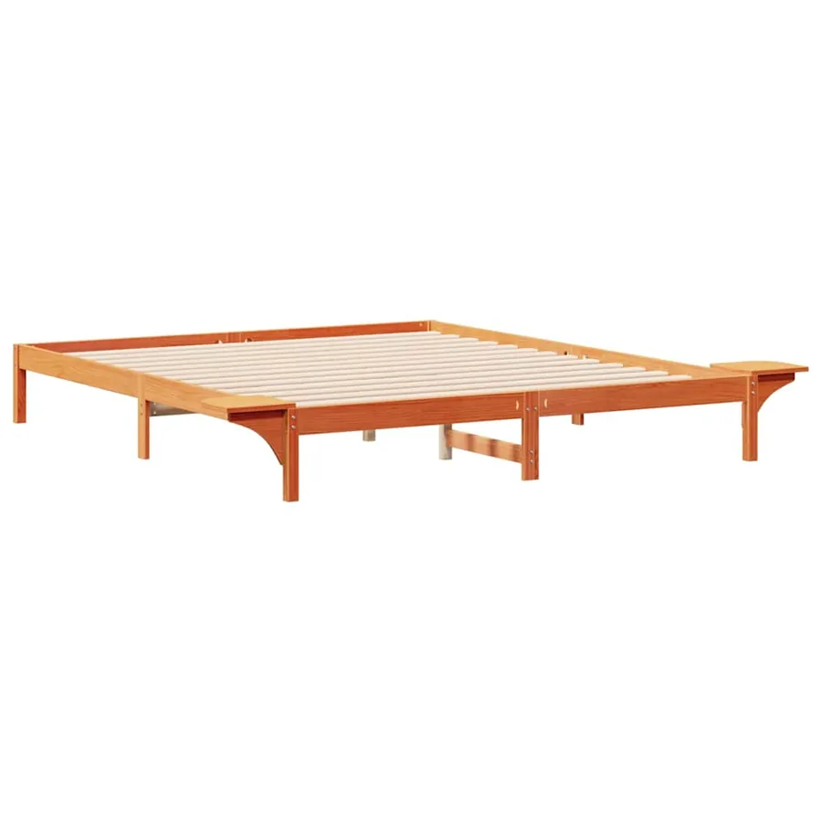 Cadre de lit avec tables de chevet Brun cire 200 x 210 cm - 7