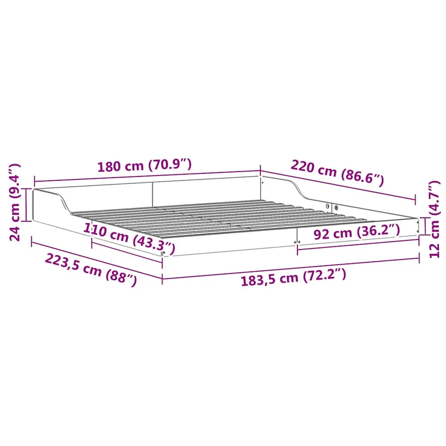 Cadre de lit Marron 180 x 220 cm Pin massif - 10