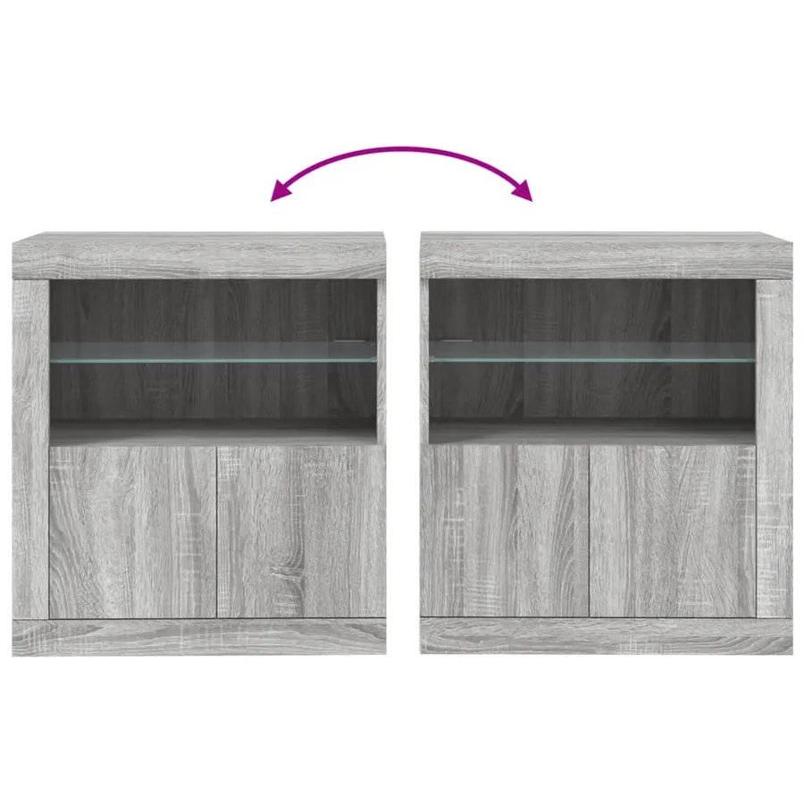 Buffet avec lumières LED sonoma gris 60,5x37x67 cm - 10