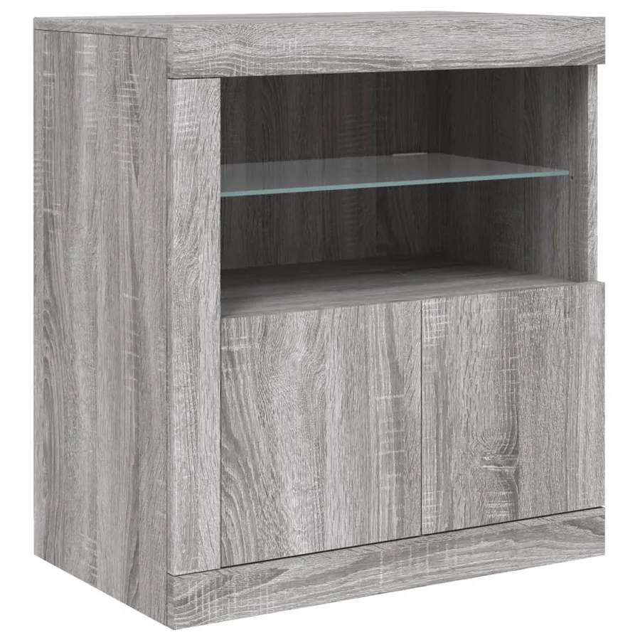 Buffet avec lumières LED sonoma gris 60,5x37x67 cm - 3