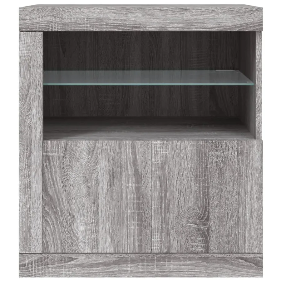 Buffet avec lumières LED sonoma gris 60,5x37x67 cm - 6