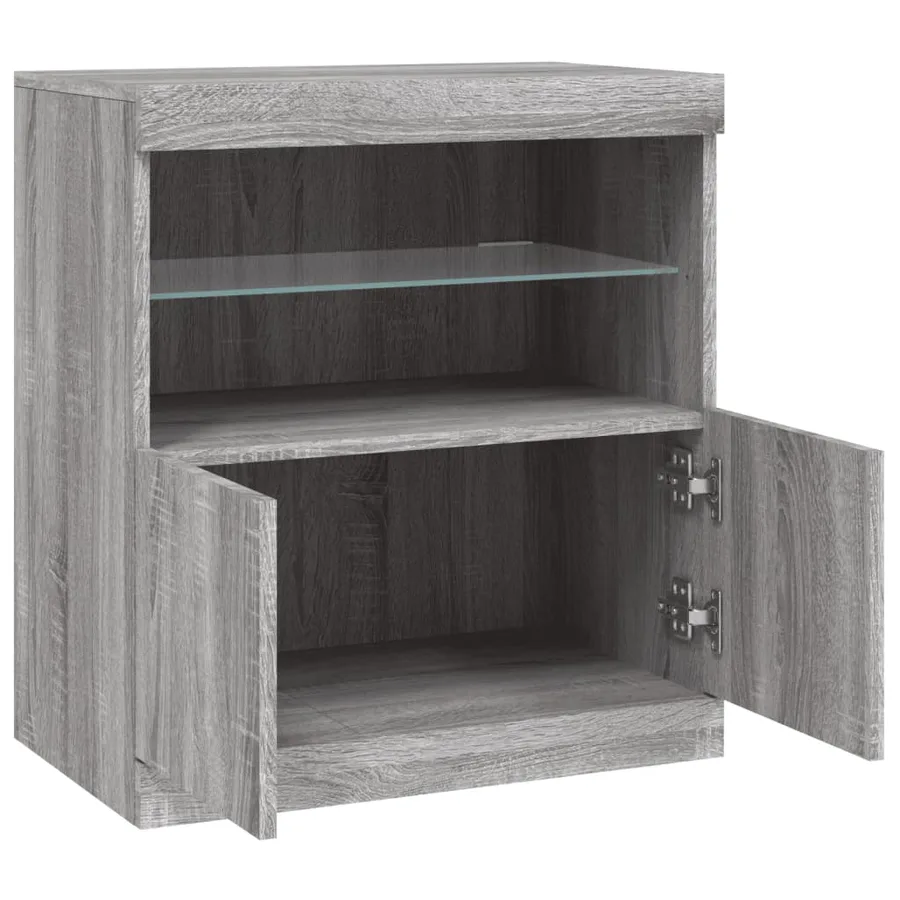 Buffet avec lumières LED sonoma gris 60,5x37x67 cm - 7