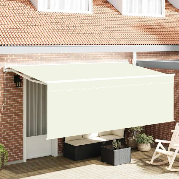 Auvent Rétractable Crème 350 x 200 cm Polyester et Aluminium