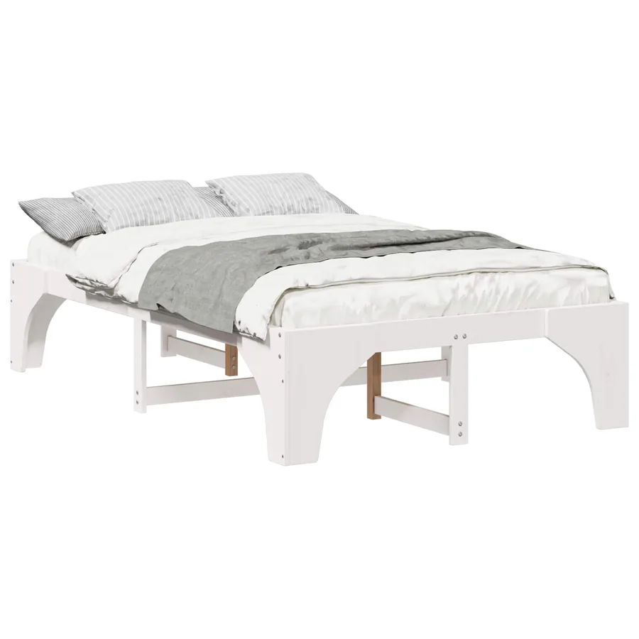 Cadre de lit Blanc 135 x 190 cm Pin massif - 2