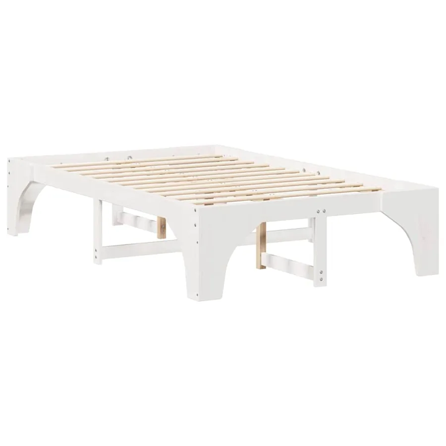 Cadre de lit Blanc 135 x 190 cm Pin massif - 4
