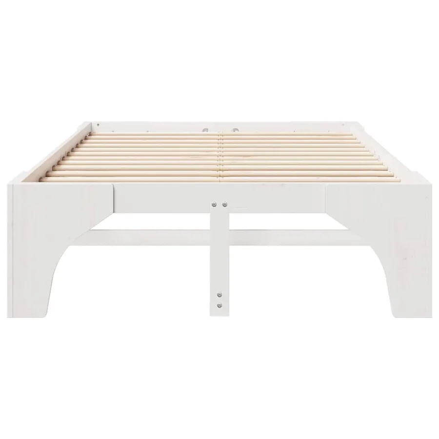 Cadre de lit Blanc 135 x 190 cm Pin massif - 5