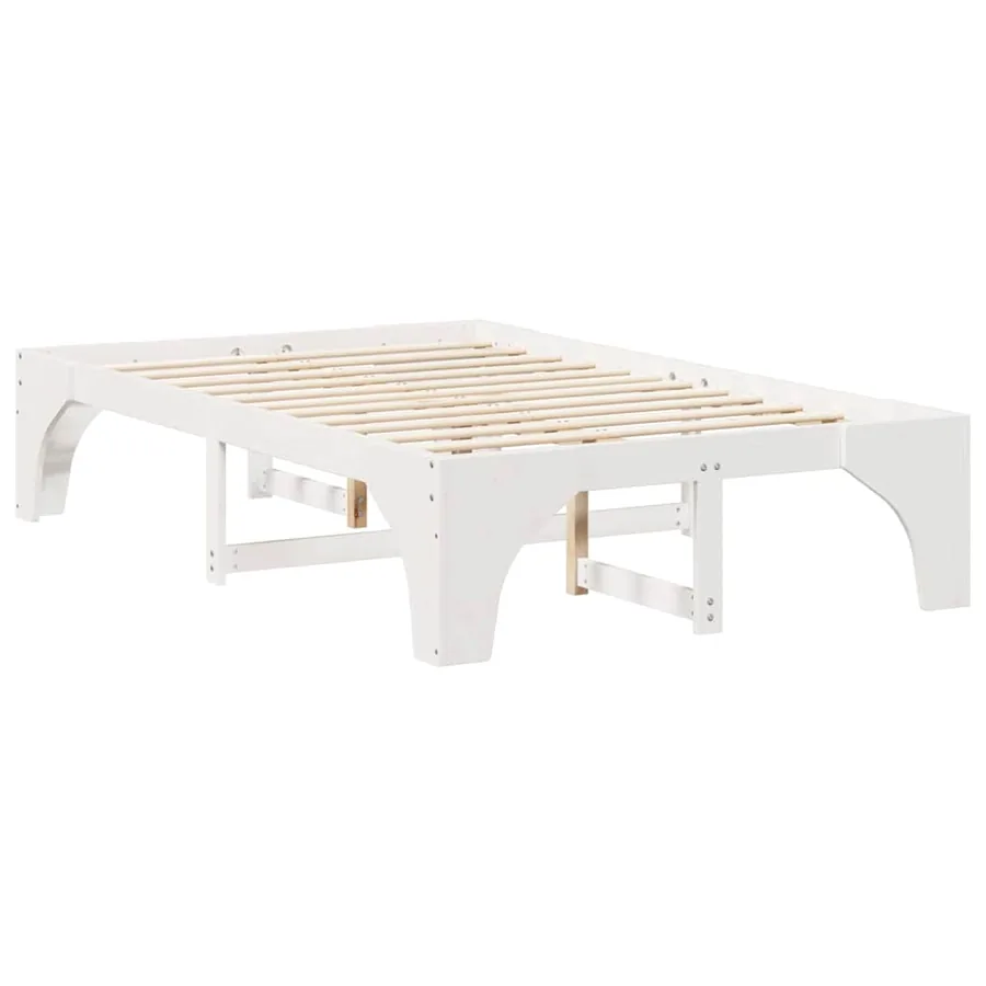 Cadre de lit Blanc 135 x 190 cm Pin massif - 7