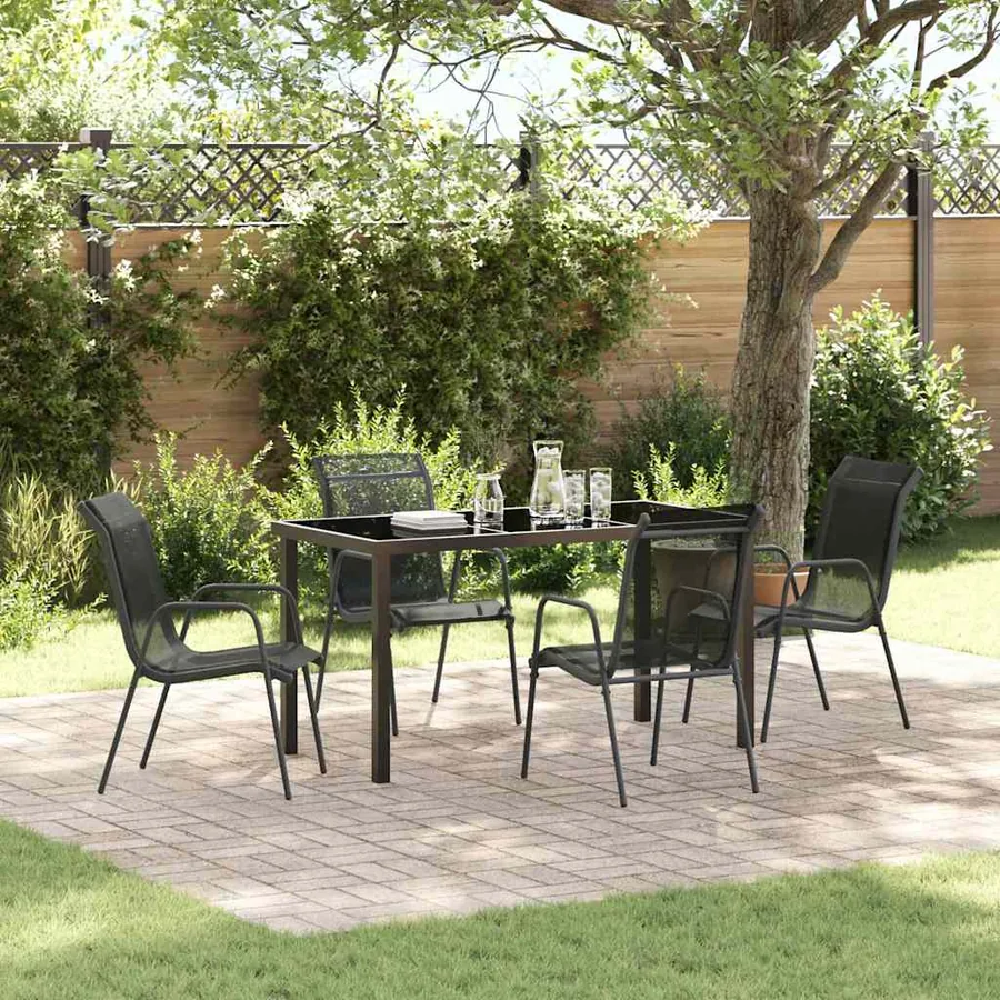 Ensemble de salle à manger pour jardin 5 pcs Noir