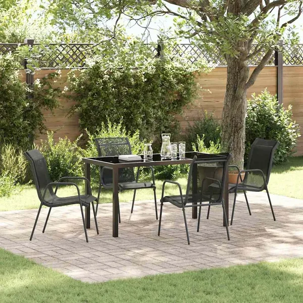 Ensemble de salle à manger pour jardin 5 pcs Noir