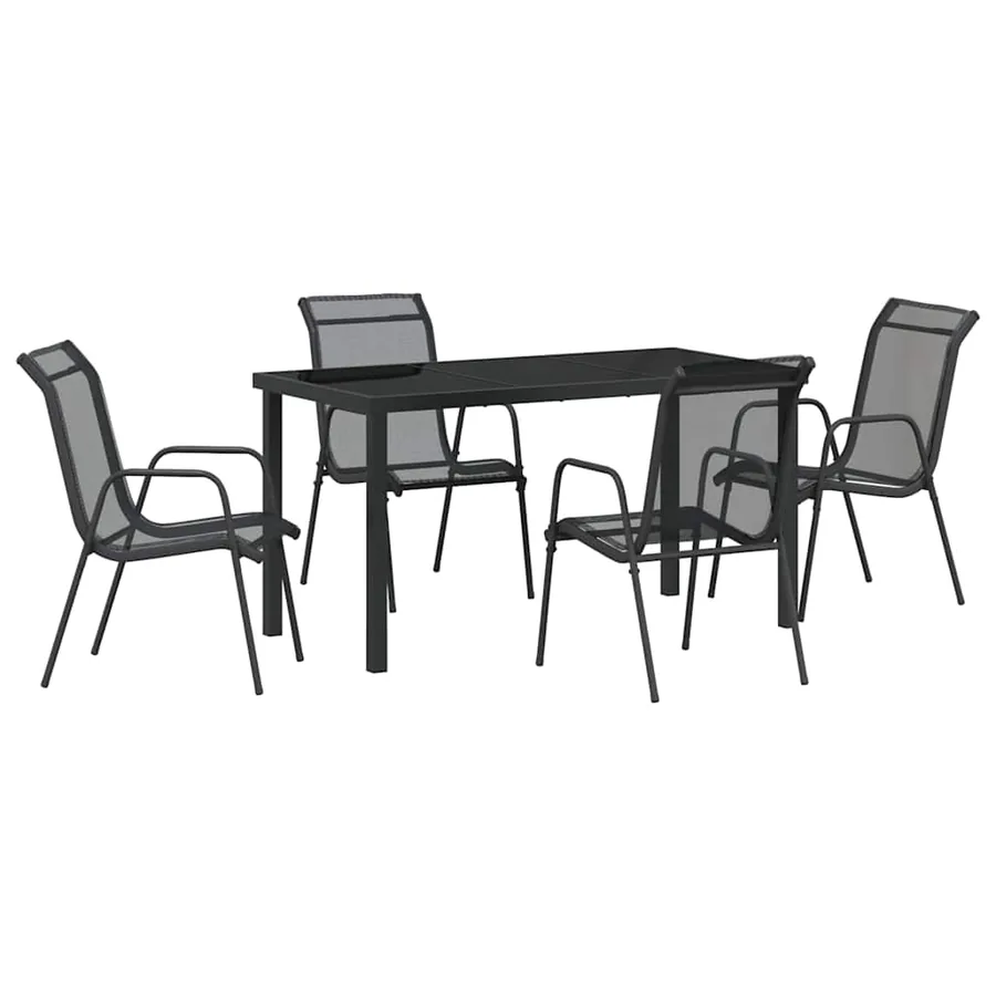 Ensemble de salle à manger pour jardin 5 pcs Noir - 2