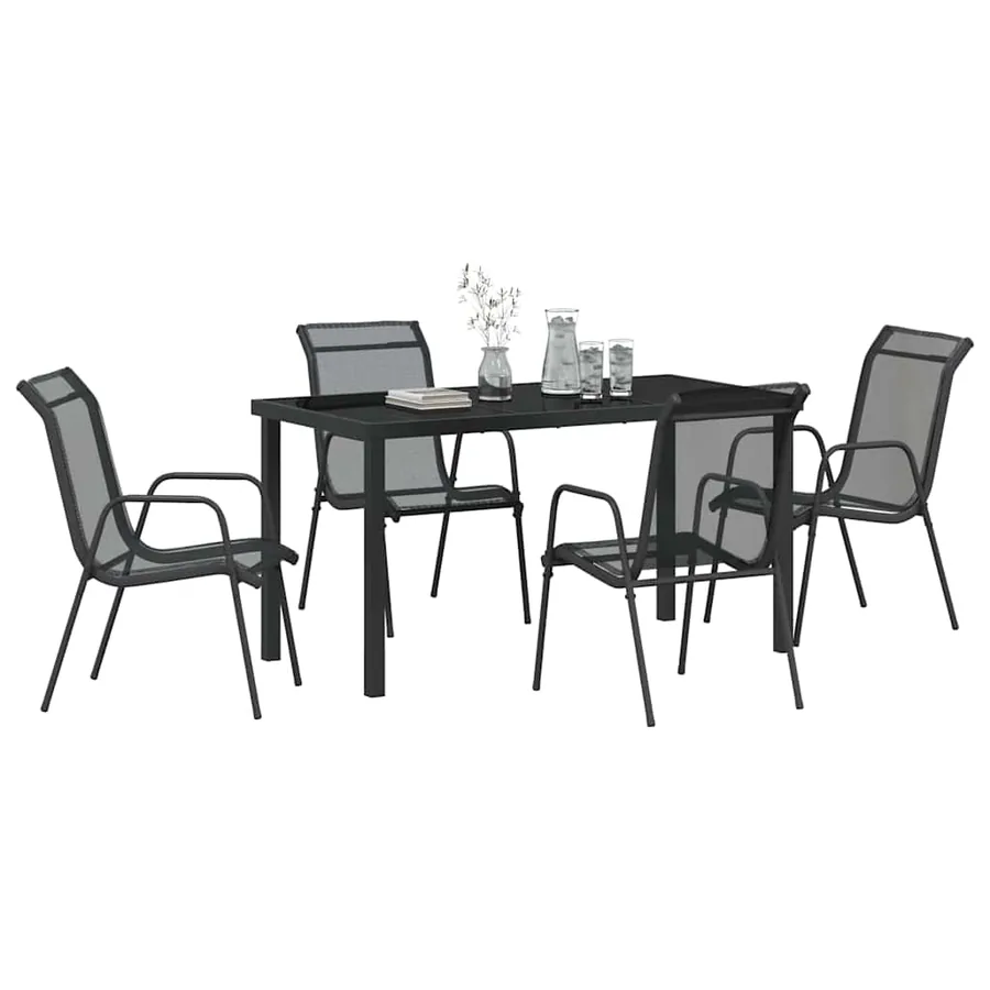 Ensemble de salle à manger pour jardin 5 pcs Noir - 3