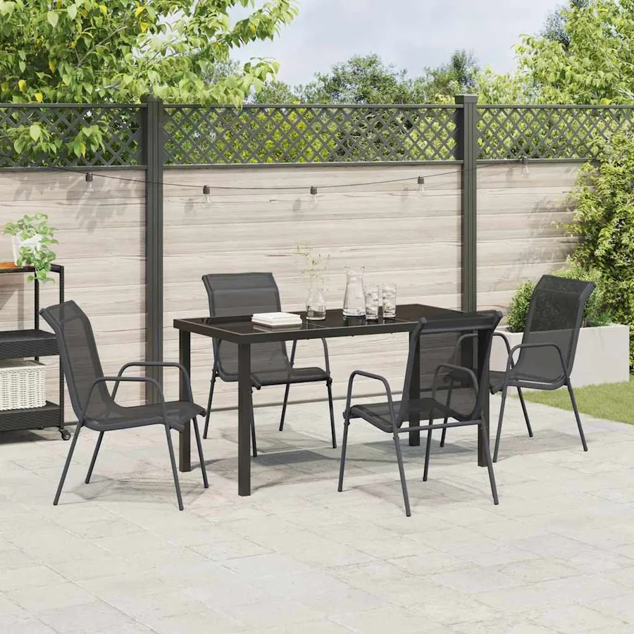 Ensemble de salle à manger pour jardin 5 pcs Noir - 4