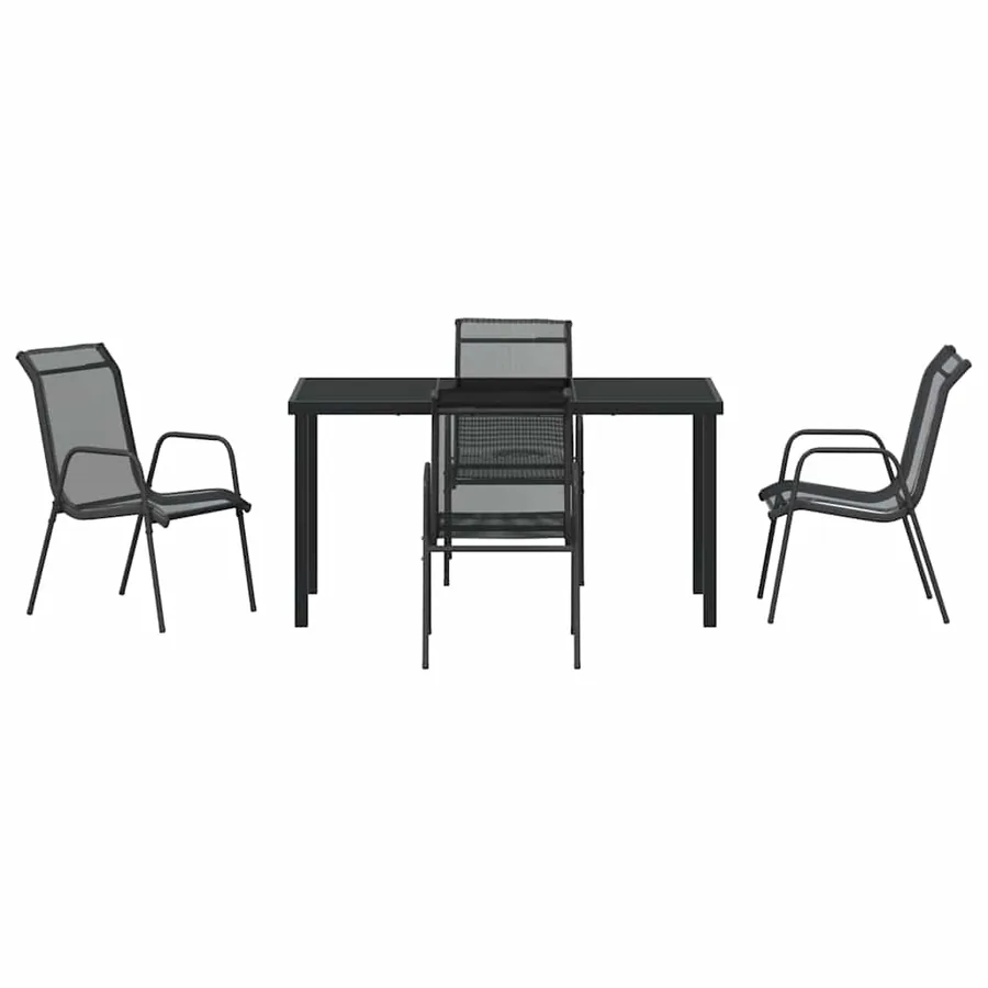 Ensemble de salle à manger pour jardin 5 pcs Noir - 7