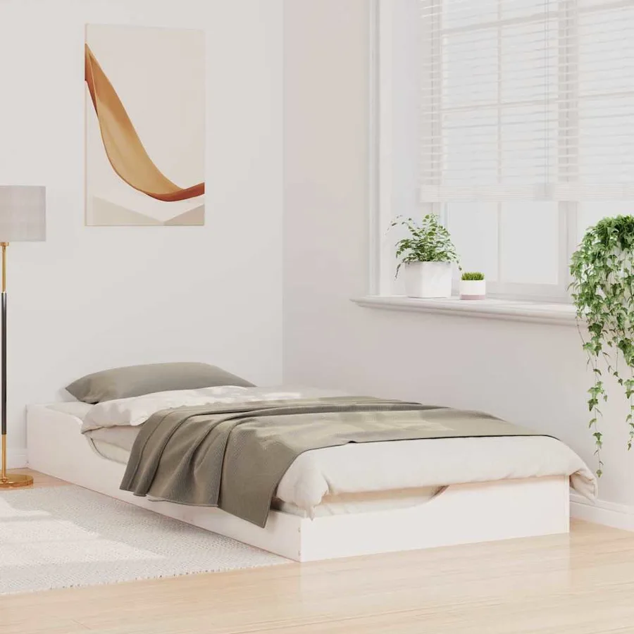 Cadre de lit Blanc 80 x 210 cm Pin massif - 3