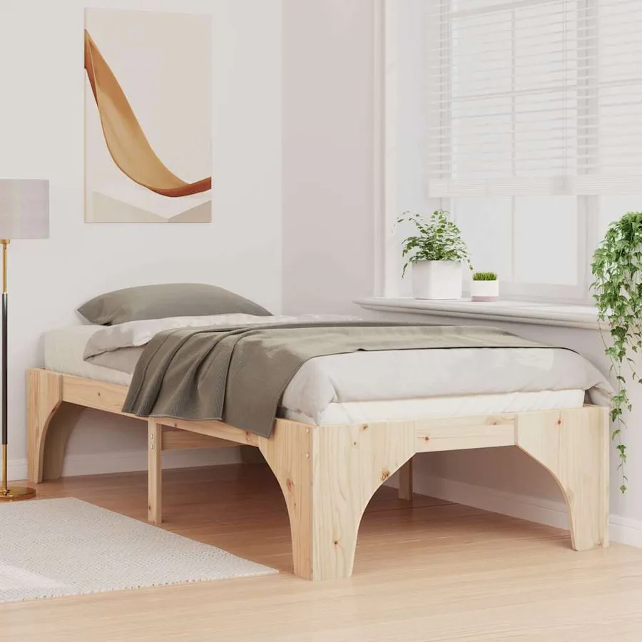 Cadre de lit Marron 100 x 200 cm Pin massif - 3