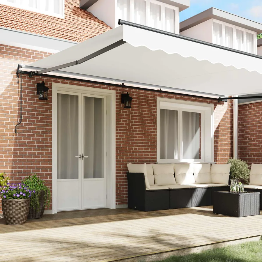 Auvent rétractable Blanc 500 × 350 cm Tissu et Aluminium - 3