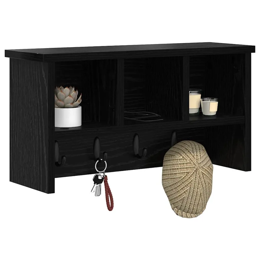 Porte-manteau mural avec étagère Chêne noir 50 x 16 x 26 cm - 3