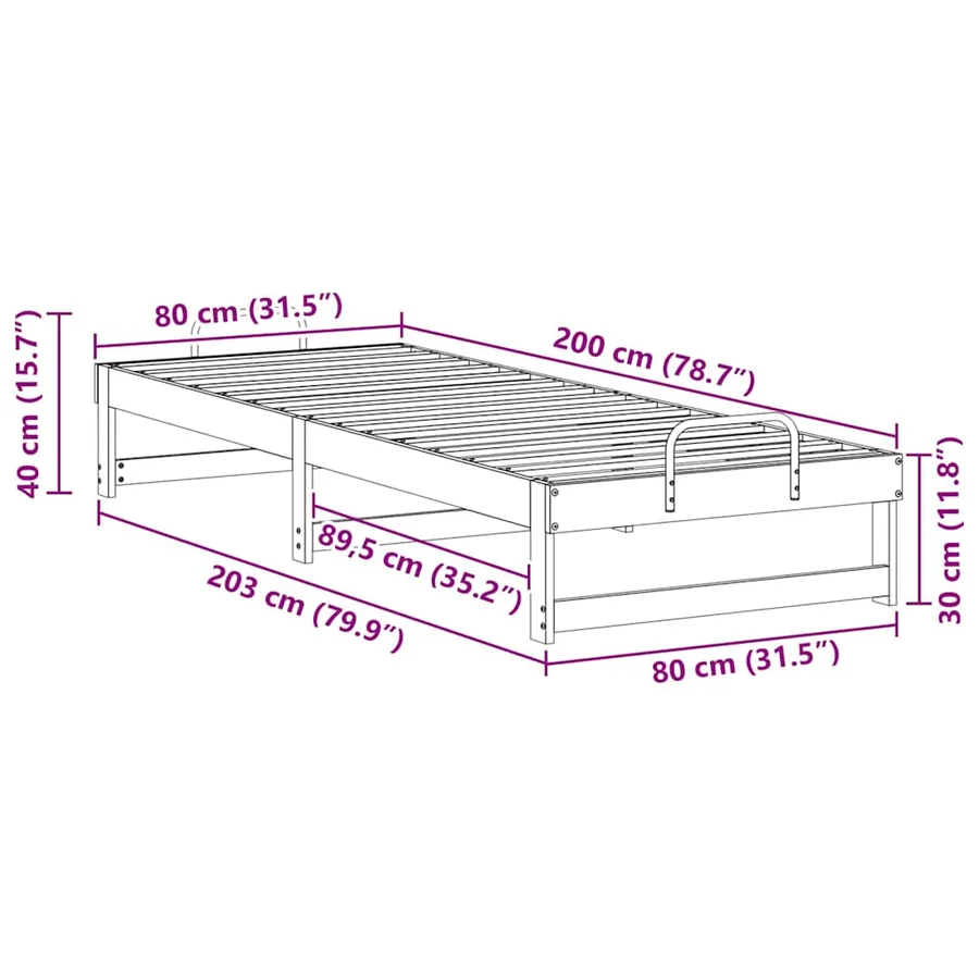 Cadre de lit Marron 80 x 200 cm Pin massif - 8
