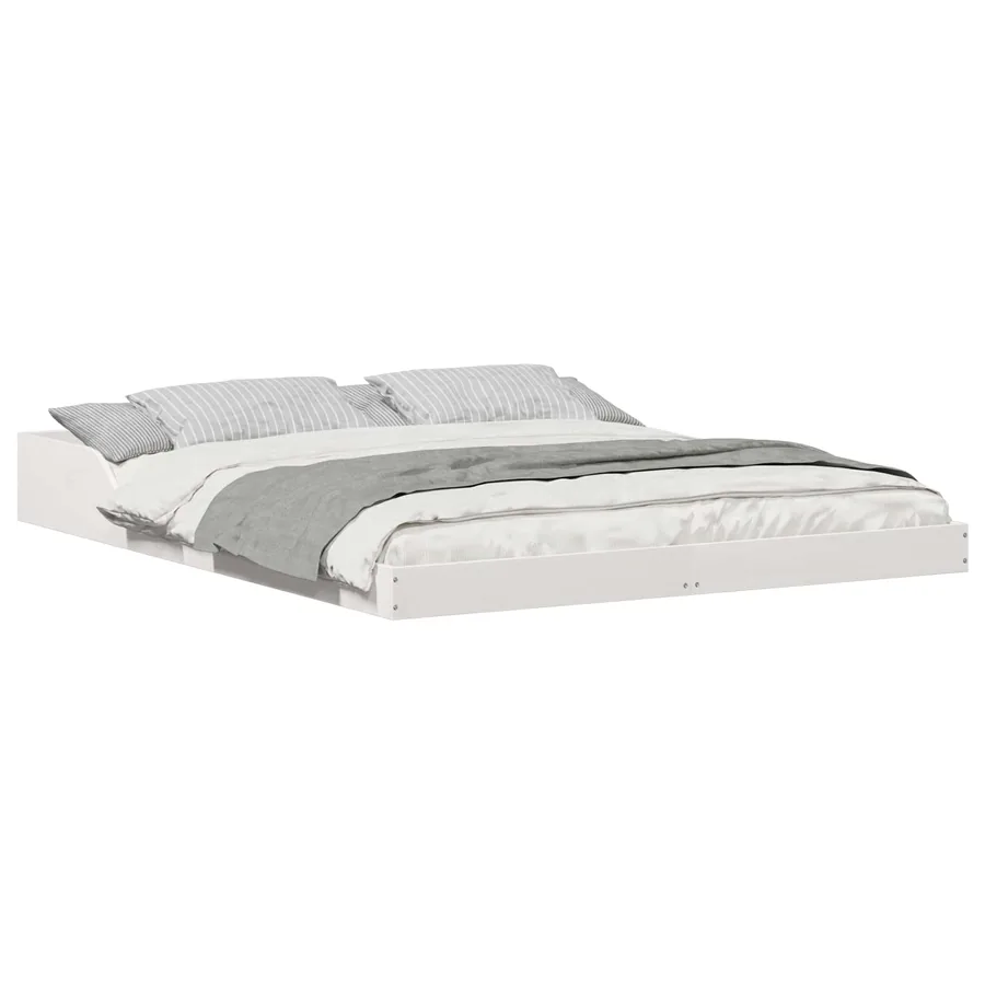 Cadre de lit Blanc 140 x 210 cm Pin massif - 2